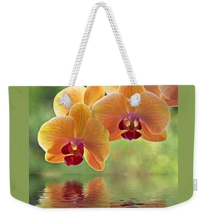 Orchid Weekender Tote Bag featuring the photograph Oriental Spa - Square by Gill Billington