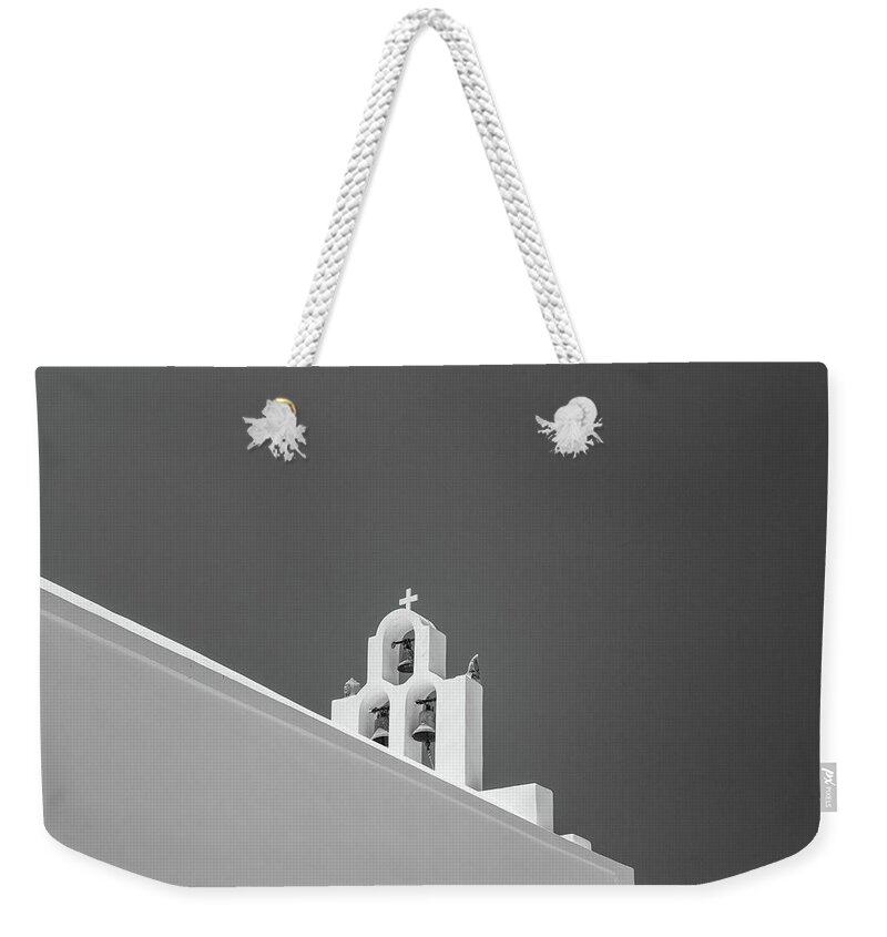 Scenics Weekender Tote Bag featuring the photograph Orthodox Church In Santorini by Deimagine