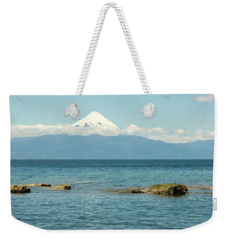 Volcano Weekender Tote Bag featuring the photograph Osorno on the Rocks by Kent Nancollas