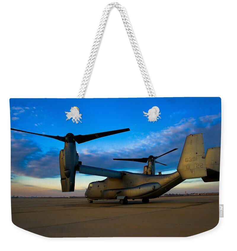 V22 Weekender Tote Bag featuring the photograph Osprey Sunrise Series 1 of 4 by Ricky Barnard