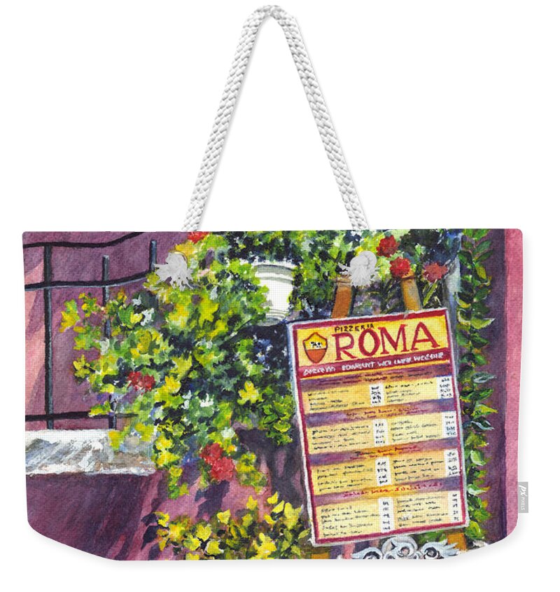 Tavern Weekender Tote Bag featuring the painting Osteria Roma by Carol Wisniewski