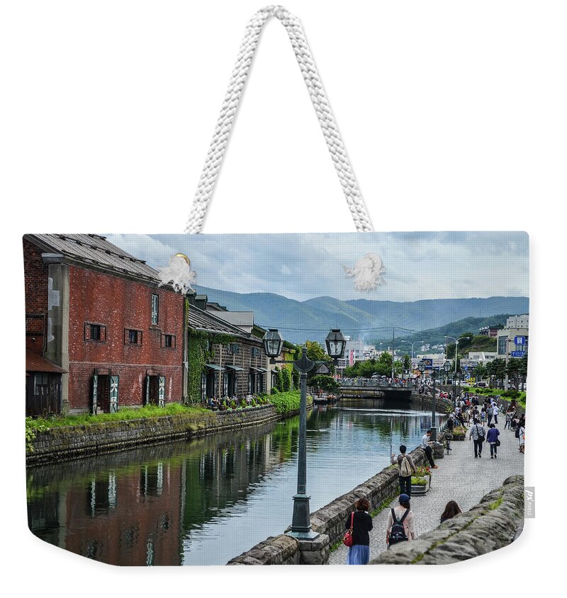 Otaru Canal Weekender Tote Bag featuring the photograph Otaru Canal by Image Courtesy Trevor Dobson