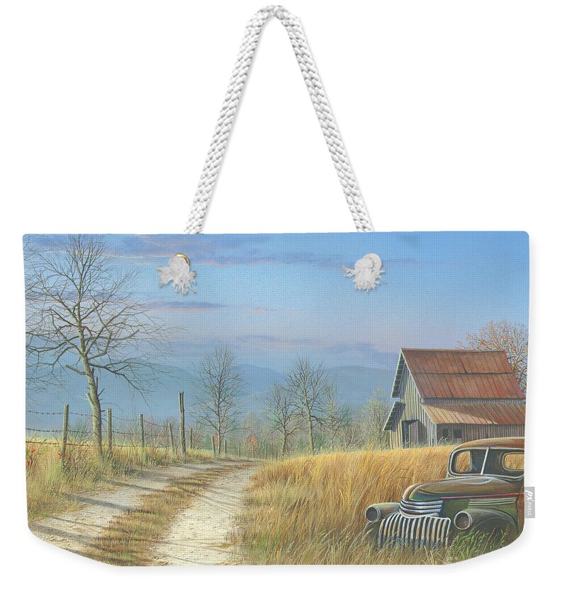 Landscape Weekender Tote Bag featuring the painting Our Time has Come and Gone by Mike Brown