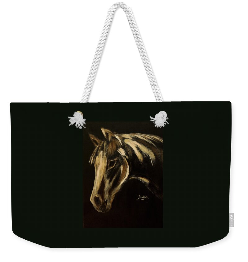Ranch Horse Weekender Tote Bag featuring the painting Outlaw by Barbie Batson
