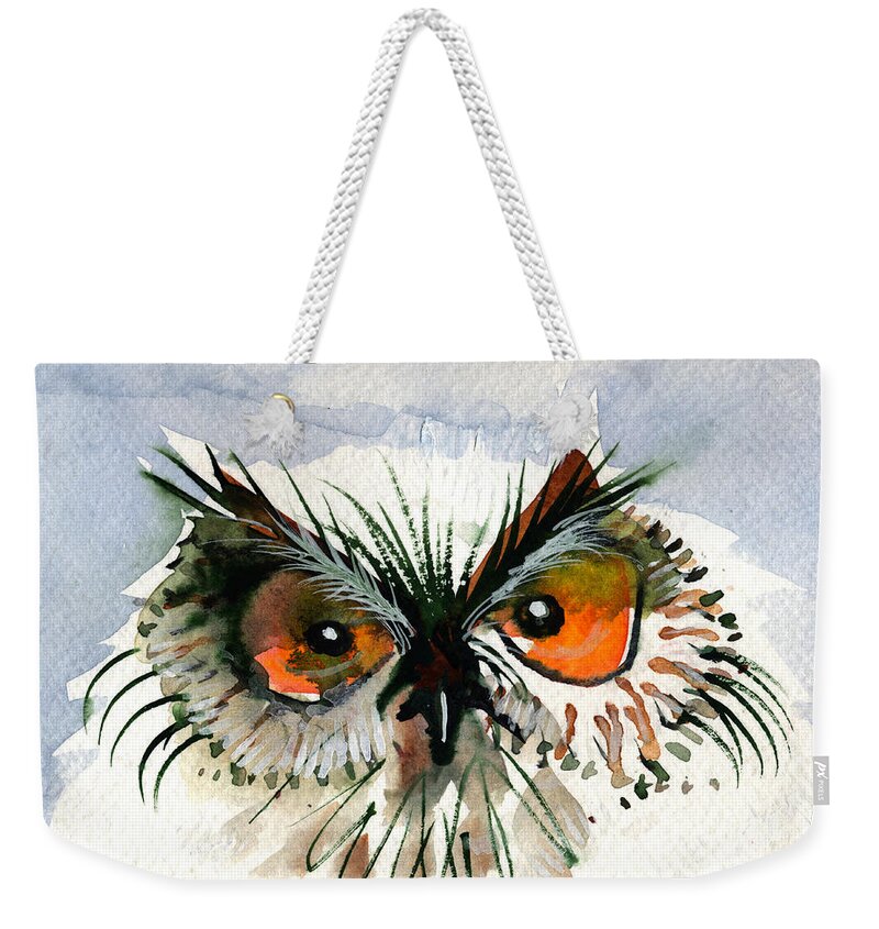 Moon Weekender Tote Bag featuring the painting Owlitude by Laurel Bahe