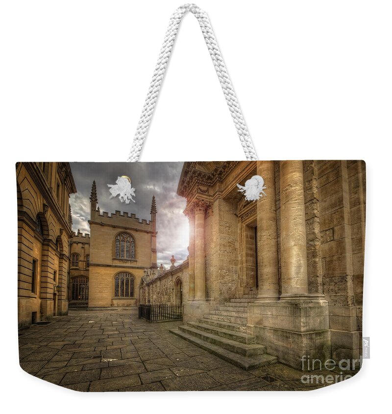 Yhun Suarez Weekender Tote Bag featuring the photograph Oxford University - History-Sheldonian-Divinity by Yhun Suarez