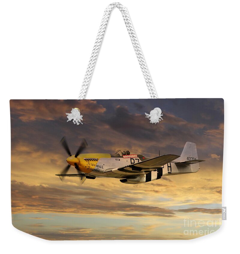 P51 Mustang Weekender Tote Bag featuring the digital art P-51 Ferocious Frankie by Airpower Art