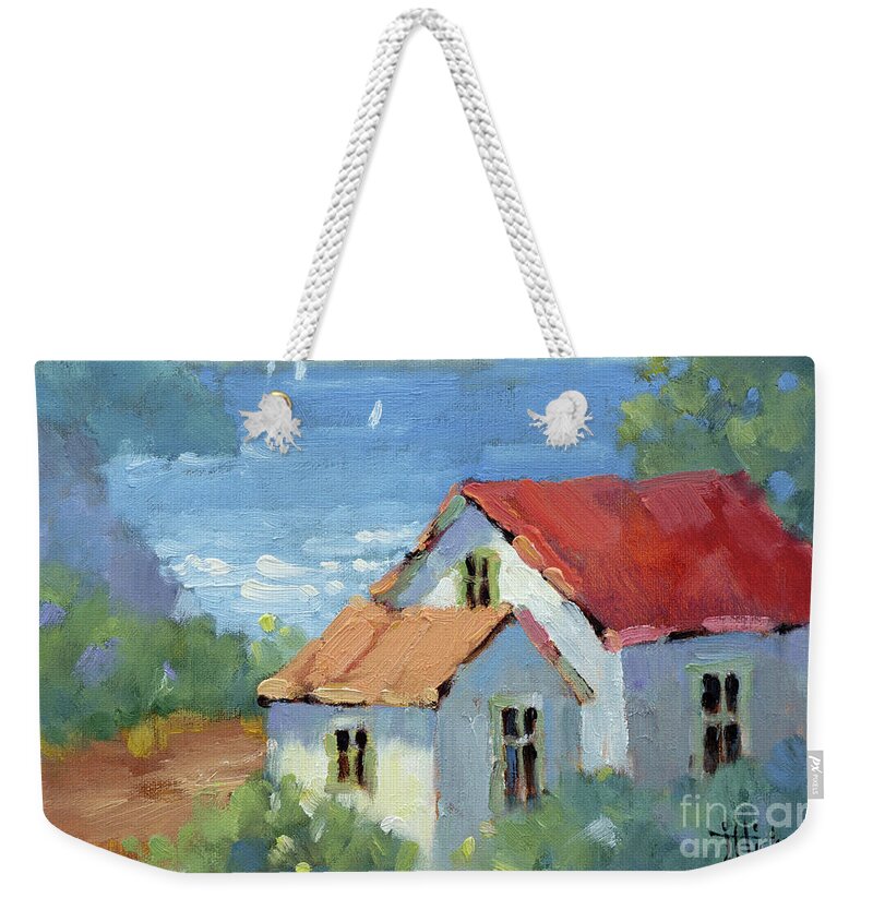 Impressionism Weekender Tote Bag featuring the painting Pacific View Cottage by Joyce Hicks