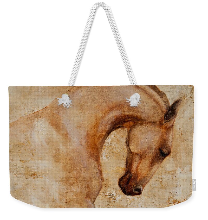 Horses Weekender Tote Bag featuring the painting Painted Determination 1 by Jani Freimann