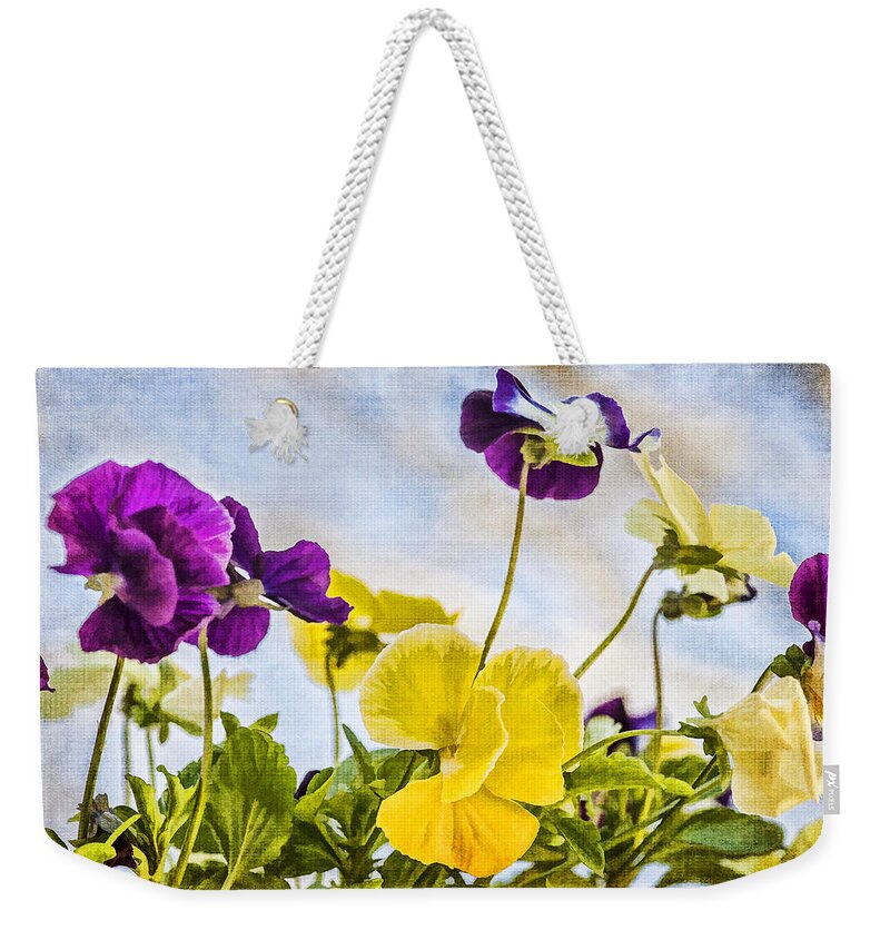 Pansies Weekender Tote Bag featuring the photograph Painted Pansies by Cathy Kovarik