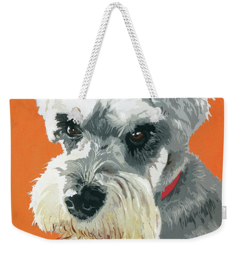 Animal Weekender Tote Bag featuring the painting Painting Of Miniature Schnauzer Dog by Ikon Ikon Images
