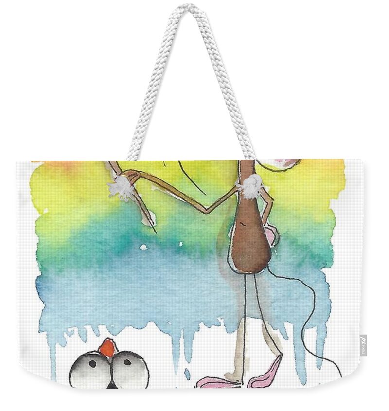 Whimsical Weekender Tote Bag featuring the painting Painting rainbows by Lucia Stewart