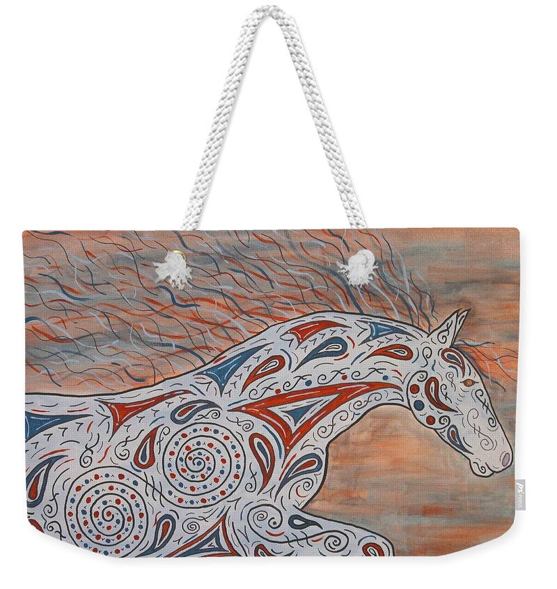 Horse Weekender Tote Bag featuring the painting Paisley Spirit by Susie WEBER