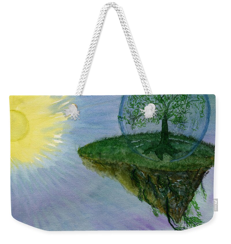 Landscape Weekender Tote Bag featuring the painting Pale Blue Planet by Victor Vosen