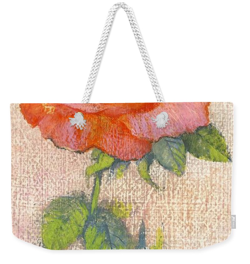  Still Lives Of Flowers Weekender Tote Bag featuring the painting Pale Rose by George Adamson