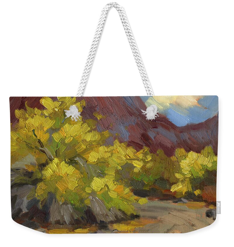 Palo Verde Trees Weekender Tote Bag featuring the painting Palo Verde Trees by Diane McClary