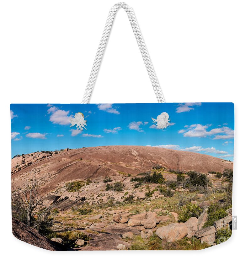 Enchanted Rock Weekender Tote Bag featuring the photograph Panorama of Enchanted Rock State Natural Area - Fredericksburg Texas Hill Country by Silvio Ligutti