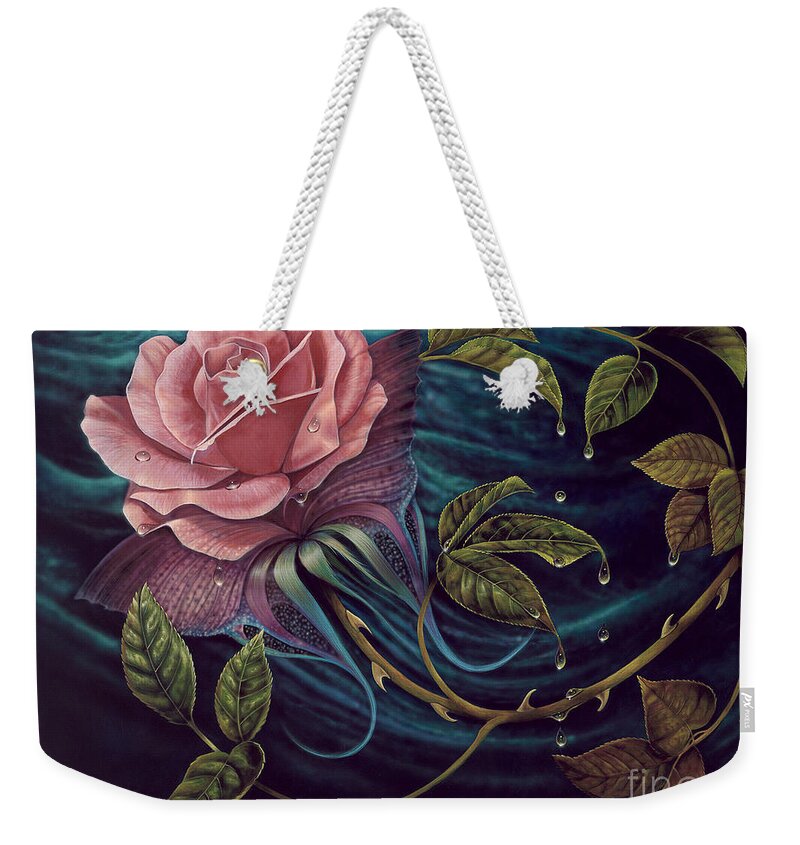 Rose Weekender Tote Bag featuring the painting Papalotl Rosalis by Ricardo Chavez-Mendez