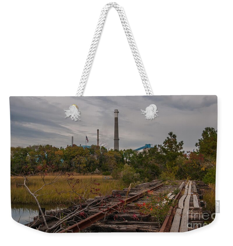 Paper Mill Weekender Tote Bag featuring the photograph Paper Mill Train Tracks by Dale Powell