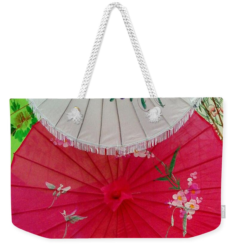 Abstract Weekender Tote Bag featuring the photograph Parasols 1 by Rodney Lee Williams