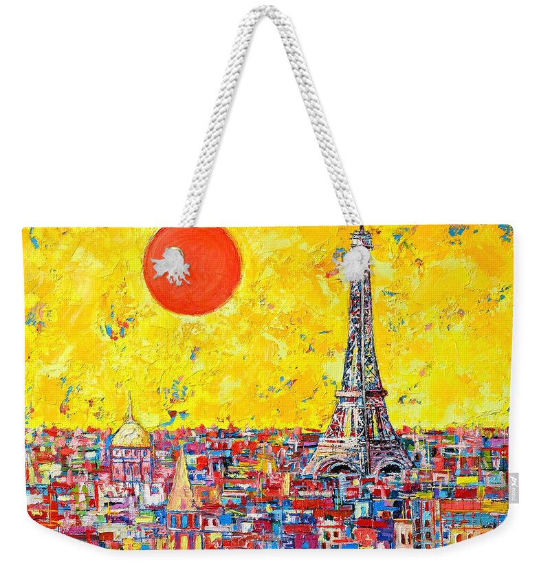 Paris Weekender Tote Bag featuring the painting Paris In Sunlight by Ana Maria Edulescu
