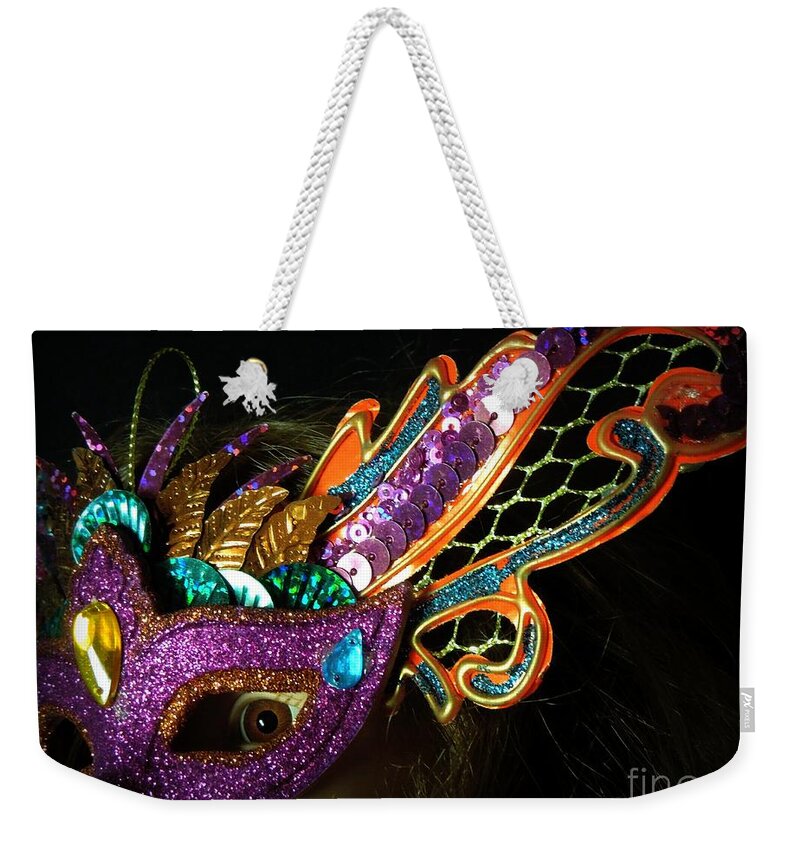 Mask Weekender Tote Bag featuring the photograph Party All Night by Renee Trenholm