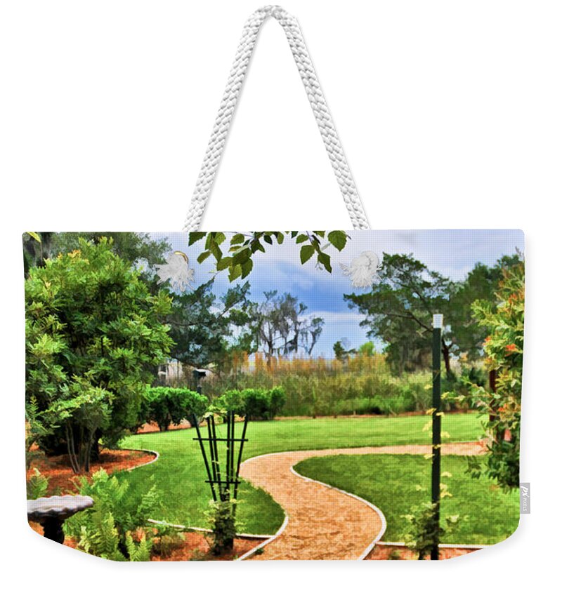 Garden Path Weekender Tote Bag featuring the photograph Garden Path to Wild Marsh by Ginger Wakem