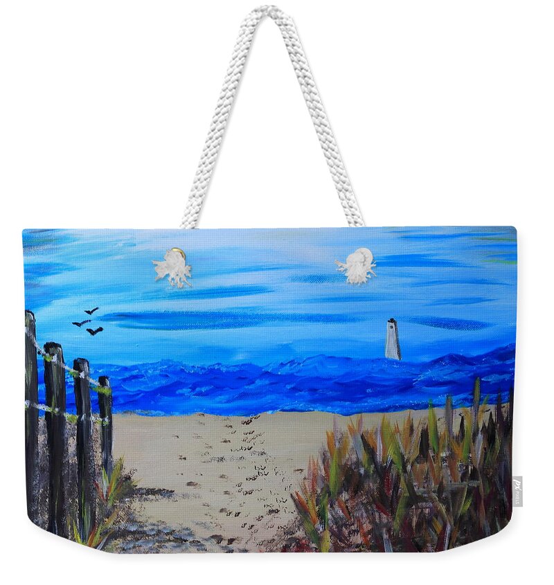 Lighthouse Weekender Tote Bag featuring the painting Path to the Lighthouse by PJQandFriends Photography