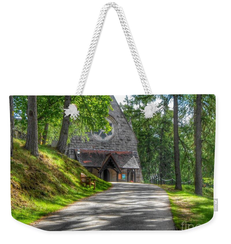 Crathie Church Weekender Tote Bag featuring the photograph Pathway To Crathie Church by Joan-Violet Stretch