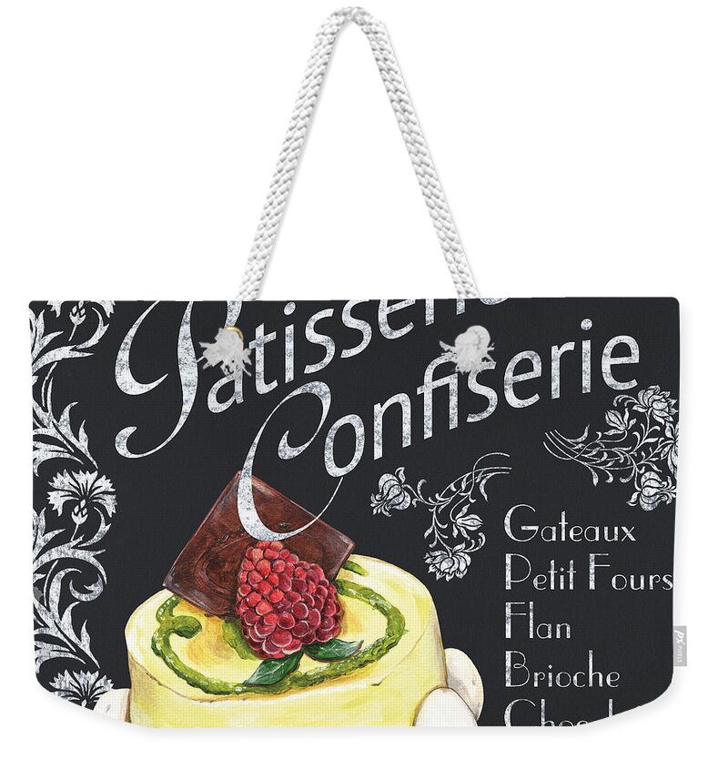 Macaroons Weekender Tote Bag featuring the painting Patisserie and Confiserie by Debbie DeWitt