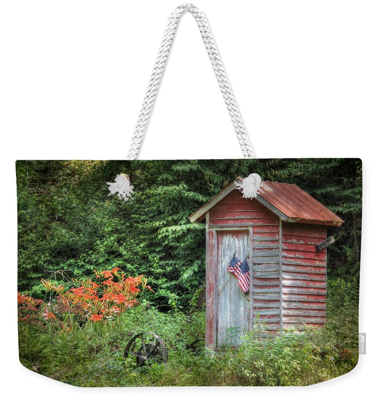 Outhouse Weekender Tote Bag featuring the photograph Patriotic Outhouse by Lori Deiter