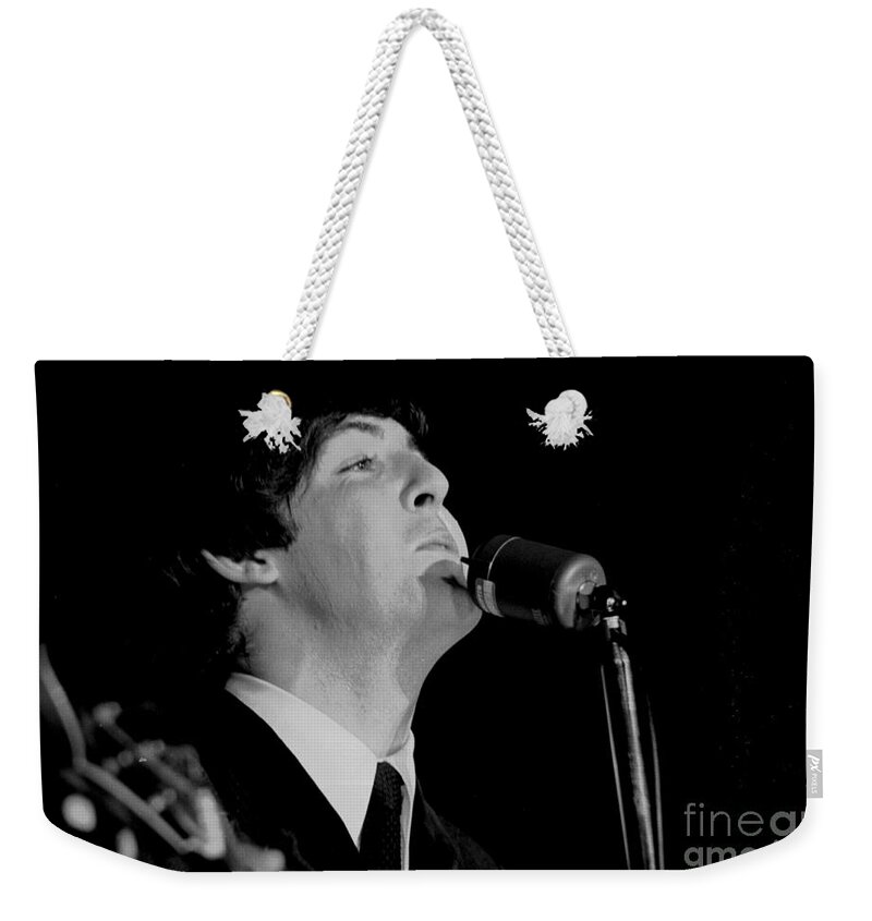Beatles Weekender Tote Bag featuring the photograph Paul Mccartney, Beatles Concert, 1964 by Larry Mulvehill