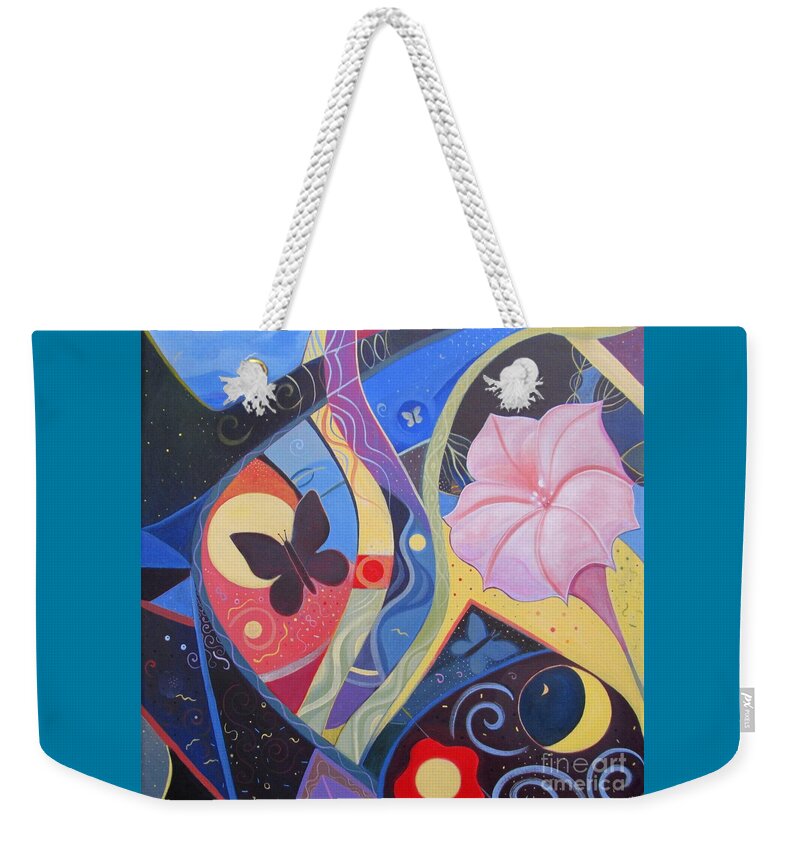 Peace Weekender Tote Bag featuring the painting Peace And Flow by Helena Tiainen