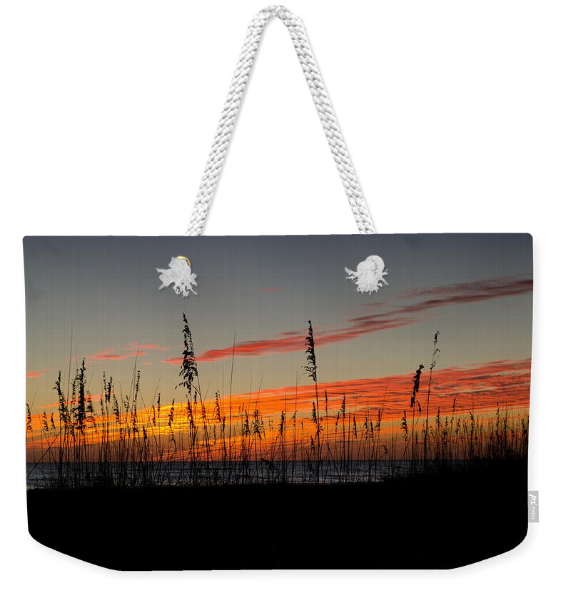 Sunset Weekender Tote Bag featuring the photograph Peace and Love by Melanie Moraga