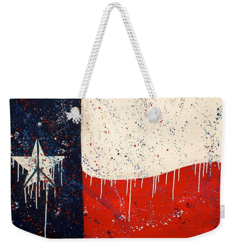 Peace Weekender Tote Bag featuring the painting Peace Love and Texas by Debi Starr