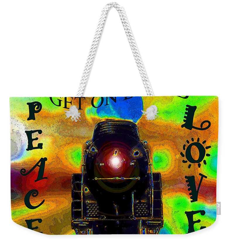 Peace Train Weekender Tote Bag featuring the painting Peace Train a song by Cat Stevens by David Lee Thompson