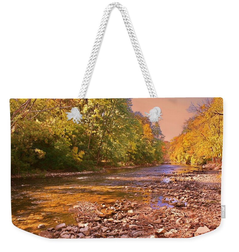 Stream Weekender Tote Bag featuring the photograph Peaceful Retreat by Susan McMenamin