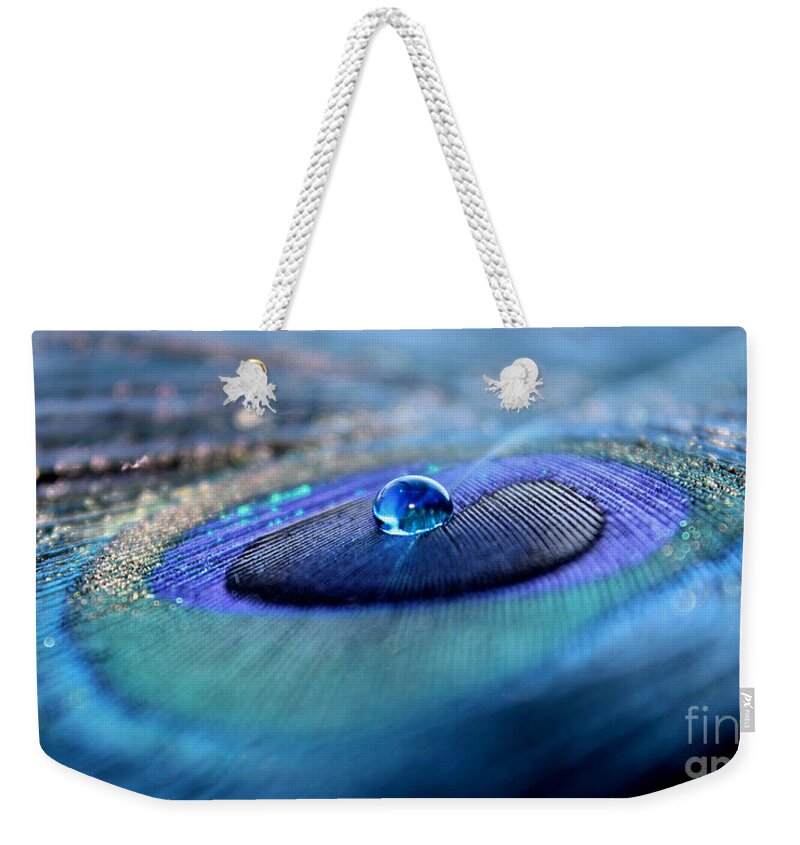 Peacock Feather Weekender Tote Bag featuring the photograph Peacock Potion by Krissy Katsimbras