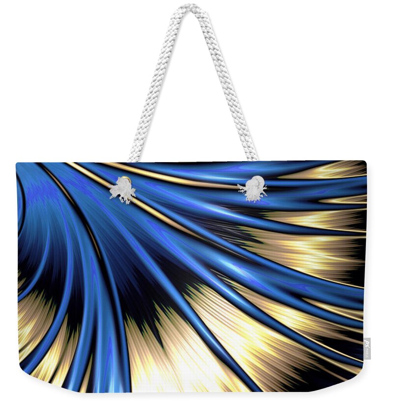 Peacock Weekender Tote Bag featuring the digital art Peacock Tail Feather by Vix Edwards
