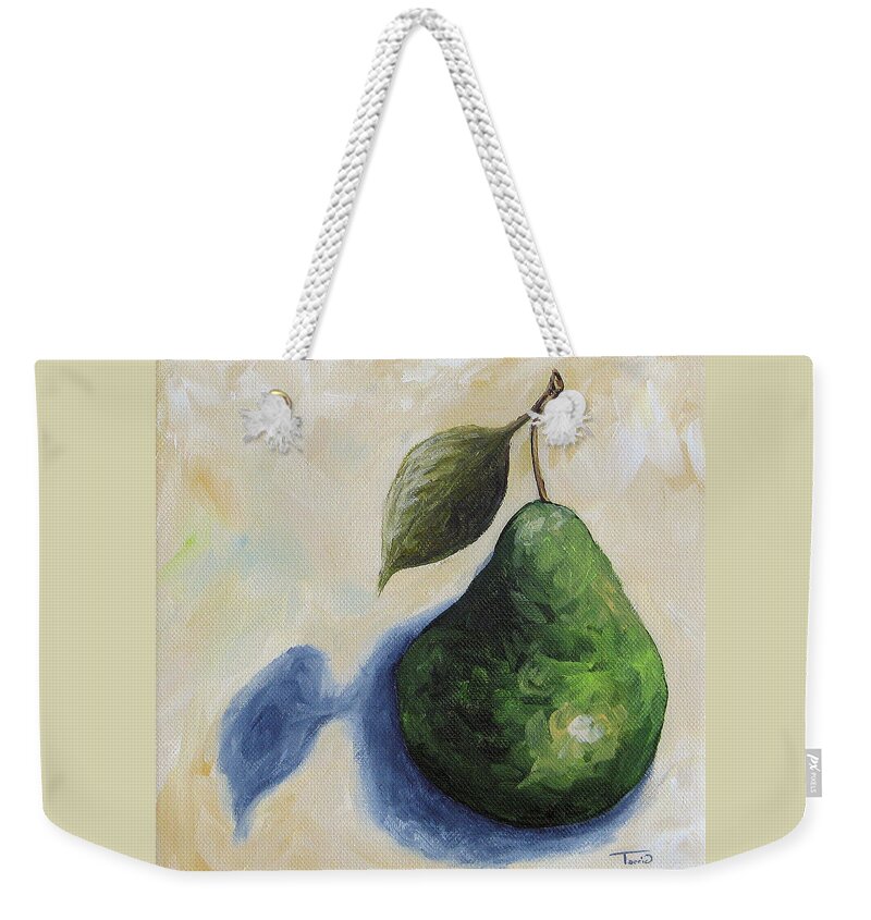 Pear Weekender Tote Bag featuring the painting Pear in the Spotlight by Torrie Smiley