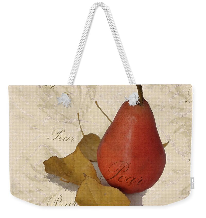Pear Weekender Tote Bag featuring the digital art Pear Square by Kae Cheatham