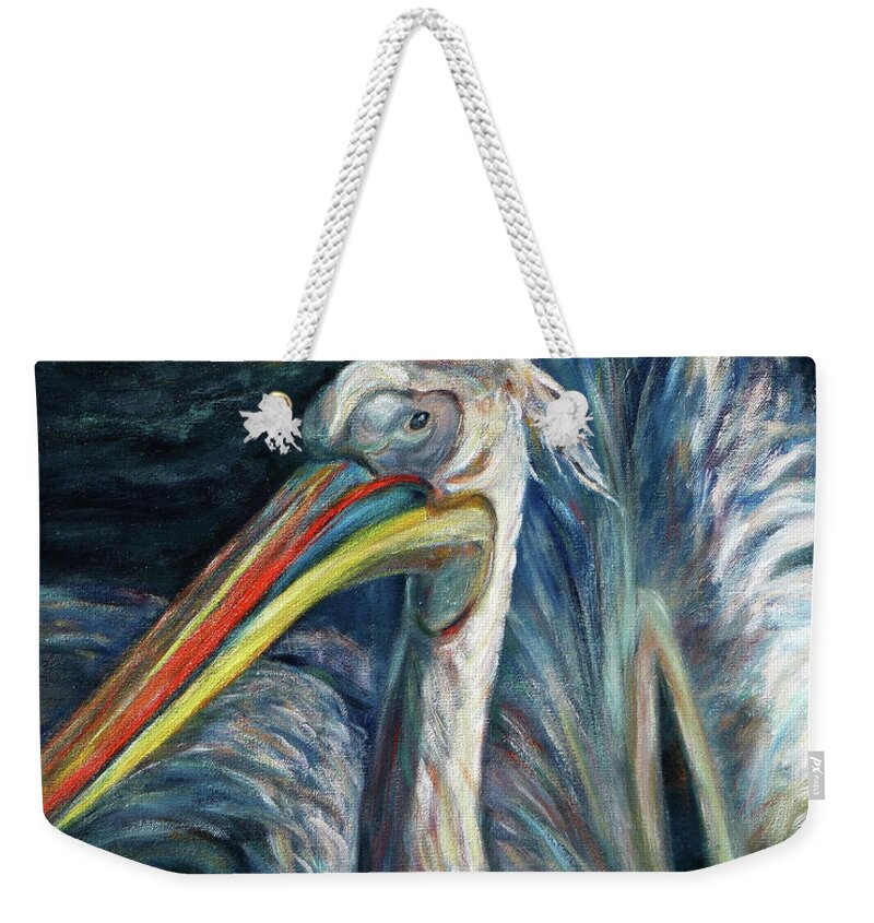  Weekender Tote Bag featuring the painting Pelican by Xueling Zou