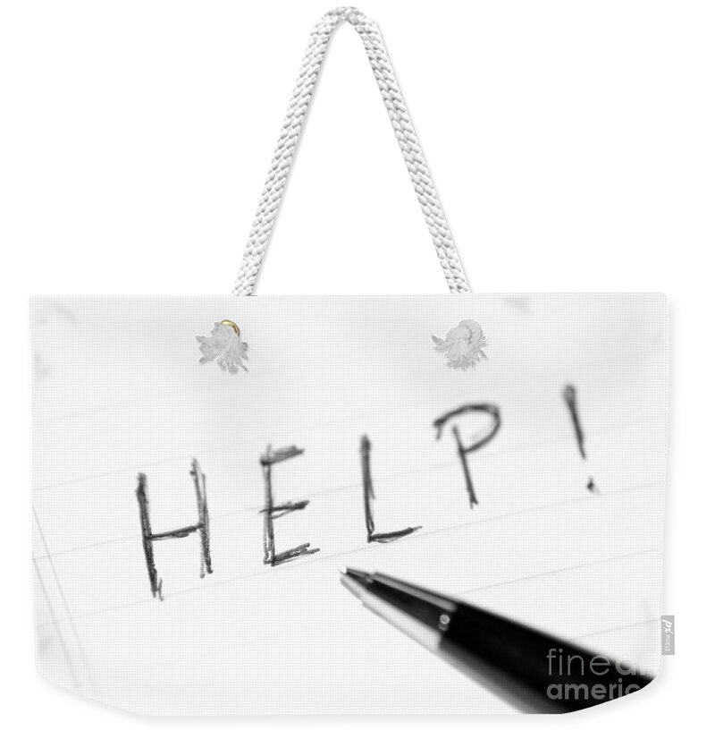 Pen Weekender Tote Bag featuring the photograph Pen Help Black White by Henrik Lehnerer