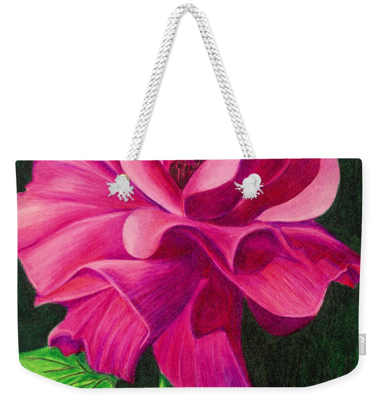 Floral Weekender Tote Bag featuring the drawing Pencil Rose by Janice Dunbar