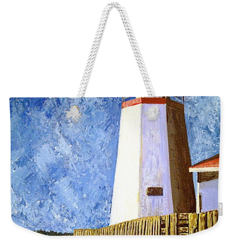 Sea Weekender Tote Bag featuring the painting Pendlebury Lighthouse by Michael Graham