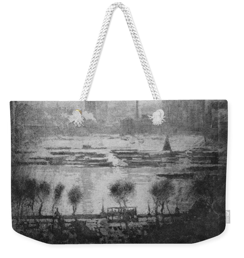 1909 Weekender Tote Bag featuring the painting Pennell Thames, 1909 by Granger