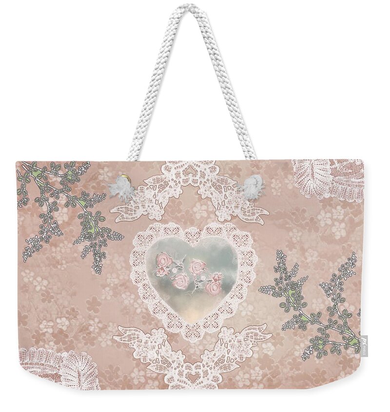 Valentine Weekender Tote Bag featuring the painting Penny Postcard Passionate by RC DeWinter