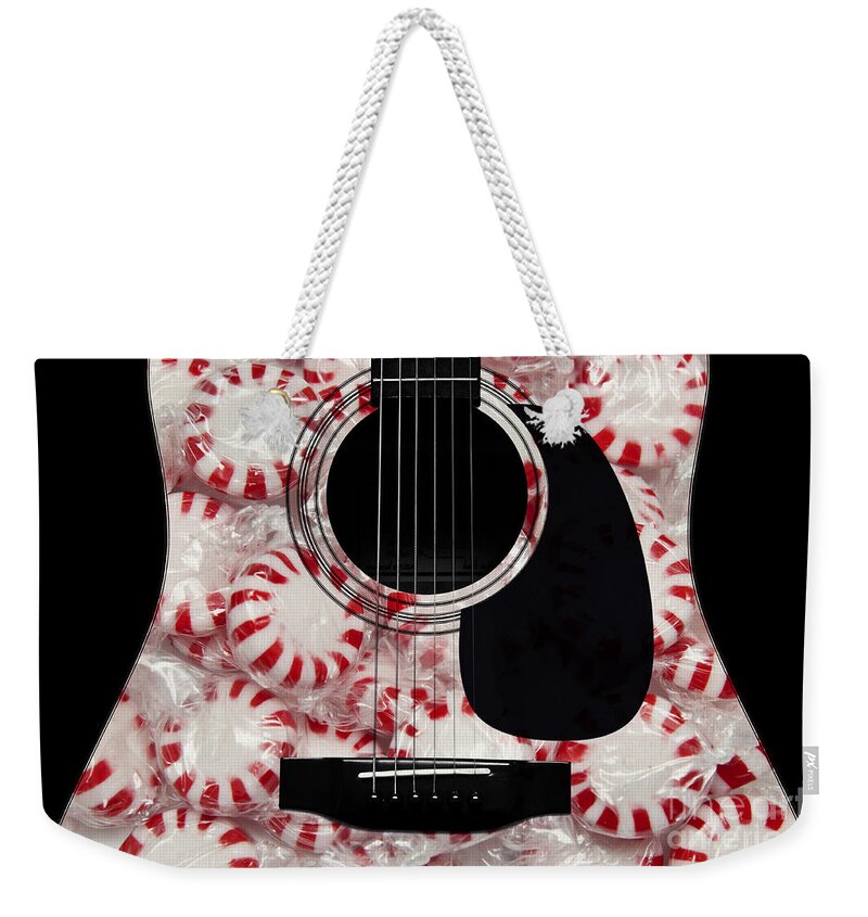 Peppermint Weekender Tote Bag featuring the photograph Peppermint Abstract Guitar by Andee Design