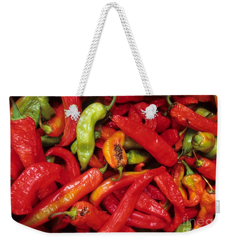 Peppers Weekender Tote Bag featuring the photograph Peppers At Street Market by William H. Mullins