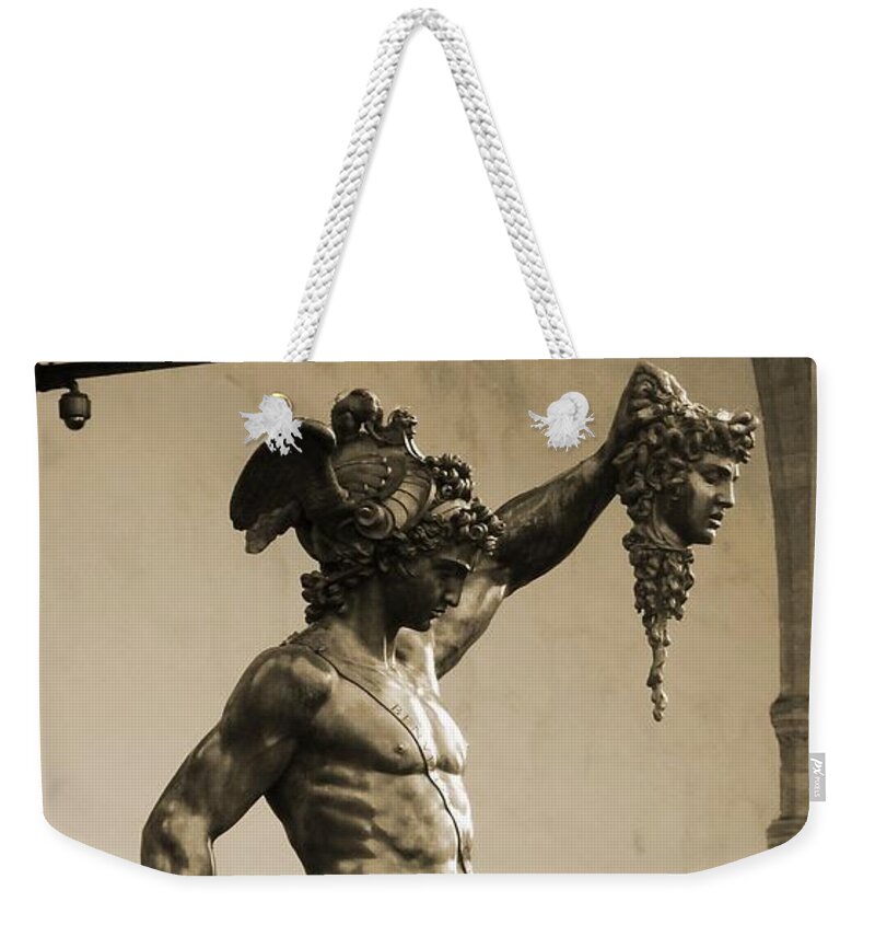 Perseus With The Head Of Medusa Weekender Tote Bag featuring the photograph Perseus With the Head of Medusa by Zinvolle Art